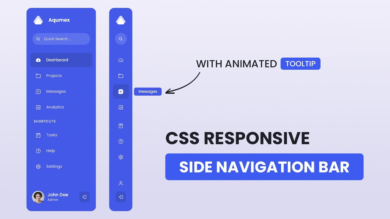 Animated Sidebar Menu Using HTML & CSS & JavaScript | Responsive ...