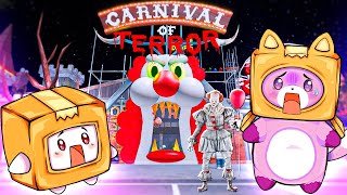 Can FOXY & BOXY Escape this SCARY CARNIVAL ROBLOX OBBY?! (PENNYWISE ATTACKED US!)