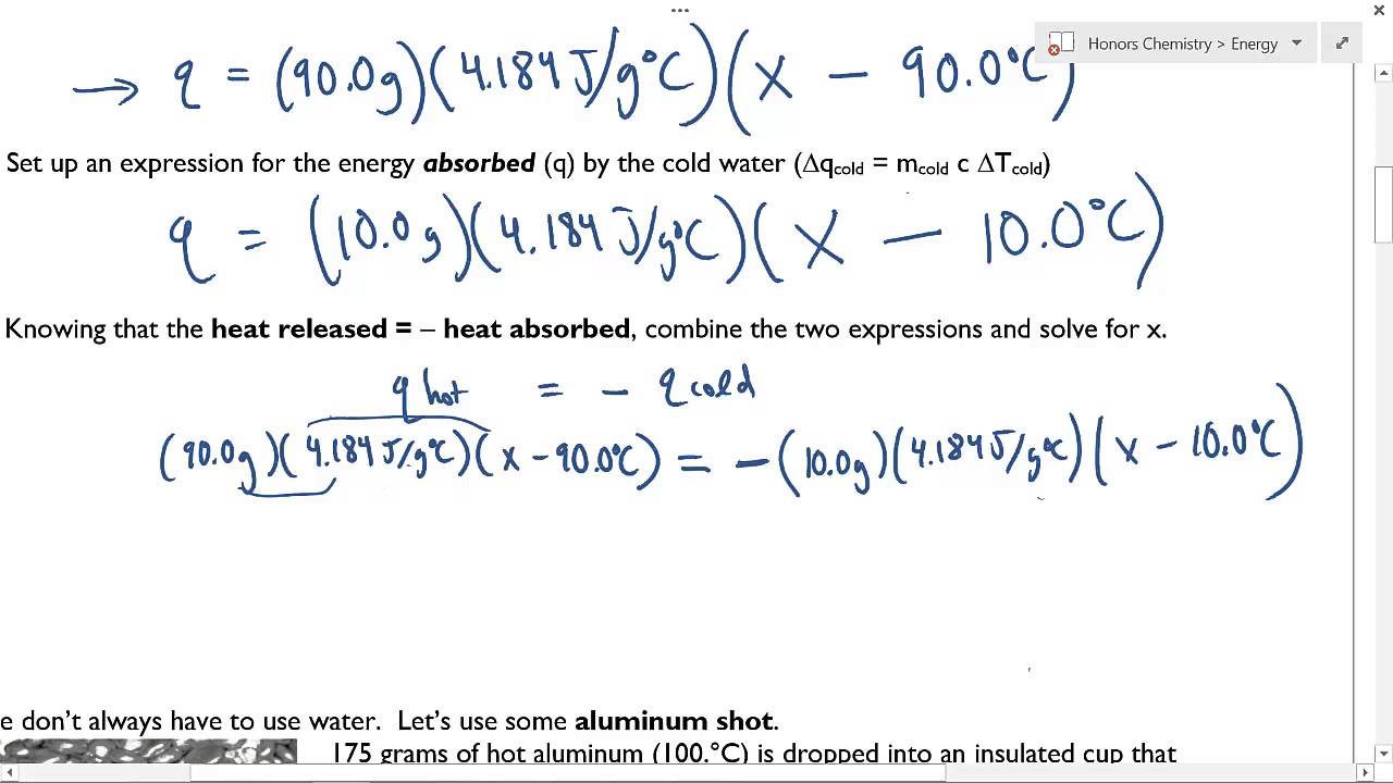 Honors Chemistry- Calculating Energy With Calorimetry And Phase Changes ...