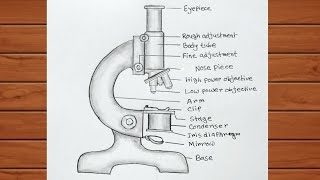 Microscope Drawing Easy / How to Draw Compound Microscope Easily
