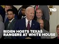 President Joe Biden welcomes the Texas Rangers to the White House