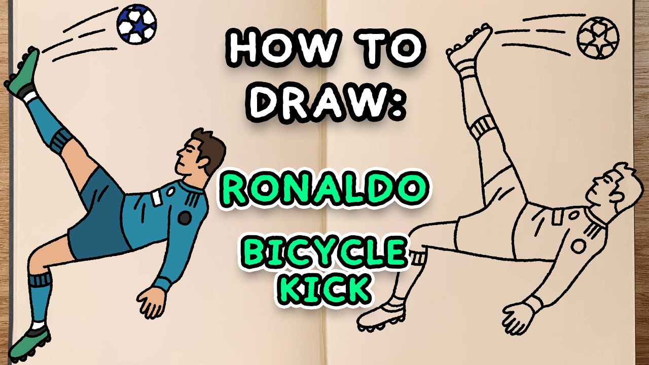 How To Draw And Colour Ronaldo Bicycle Kick Step By Step Drawing