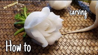 How to carve roses from radishes | vegetable carving |carved radish #Artfruit #thaicarving
