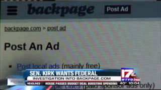 Sen Kirk Again Calls for Investigation Into Backpage com