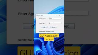GUI Application in Java #viral #shortsfeed #viralvideo #youtubeshorts #shorts #java #coding #swing