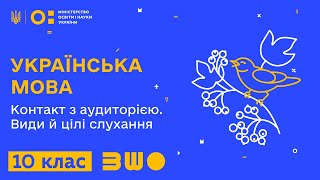 10 клас. Українська мова. Контакт з аудиторією. Види й цілі слухання