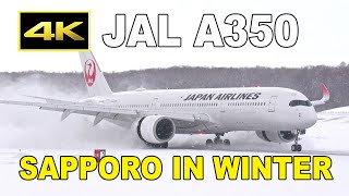 [4K] 雪景色の新千歳空港で撮影したJAL エアバスA350のベストショット集 / Best shots of JAL Airbus A350 at New Chitose Airport