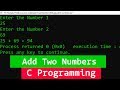 C Example Program to Add two Numbers (User Input)