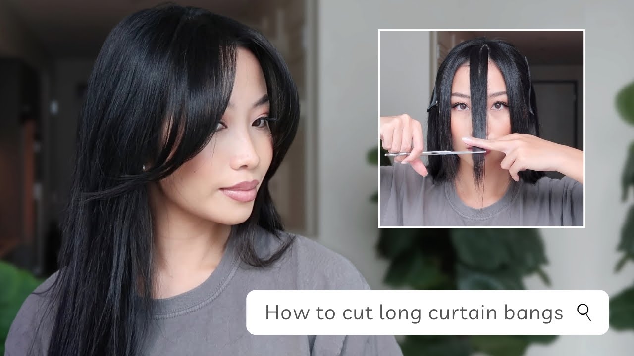 How To Cut Long Curtain Bangs At Home Youtube