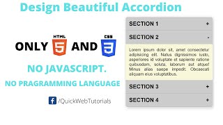 How To Design Accordion Only Using #HTML and #CSS. Without javaScript.