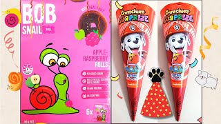 Unboxing 🐌 Bob Snail Fruit Roll !  🐶 PAW Patrol Crunchies Surprise | ASMR sweets