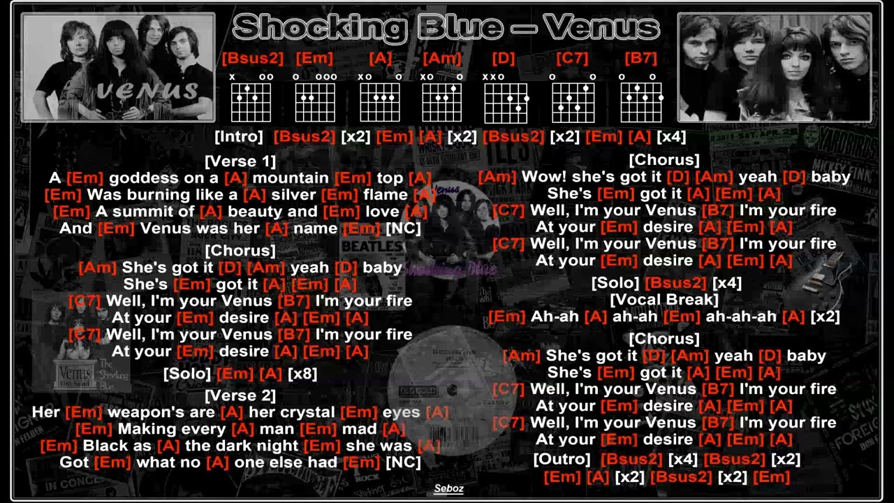 Shocking Blue – Venus [BV] Jam Track] [Guitar Chords & Lyrics - YouTube