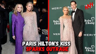 paris hilton gets kiss from husband carter reum at star-studded baby2baby gala