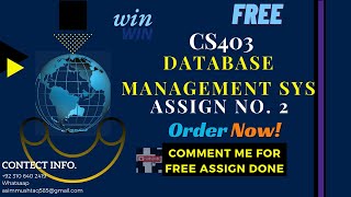 CS403 Database Management System  Assignment No. 2 with Solution 2024 | VU #assignment #CS403 #DBMS