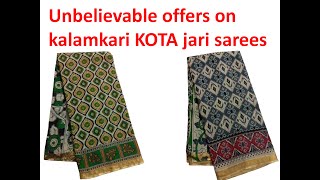 Exclusive Discount on Kalamkari kota sarees with Jari Borders #kotasarees #onlineshopping #kalamkari