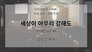 세상이 아무리 강해도 | 다니엘 11:1-45 | 강민성 목사 | 2025년 1월 16일 |새벽기도회 | 서림교회