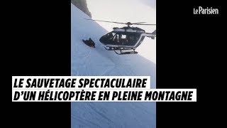 Les images spectaculaires d’un hélicoptère en mission sauvetage en pleine montagne