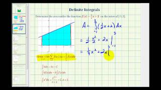 Ex 2:  Area Under a Linear Function Using Definite Integration