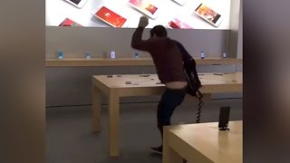 Angry Customer SMASHES Apple Store (VIDEO)