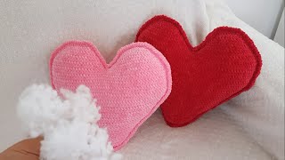 SOFT HEART PILLOW MAKING FROM DECORATIVE VELVET YARN MOTIF PILLOW MAKING PILLOW DESIGNS