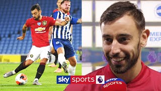 Bruno Fernandes reacts to his special performance against Brighton 🌟