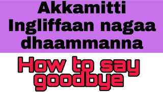 Akkamitti Ingliffaan Nagaa Dhaammanna?/how to say goodbye?