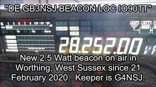 GB3NSJ new 28MHz beacon on air in Worthing (2.5 Watts)