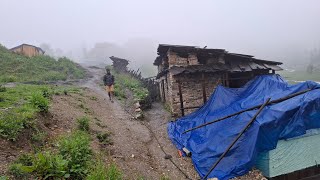 Nepali Mountain Village Life in | Most Peaceful \u0026 Relaxing Village | Rain Season | Rural Village