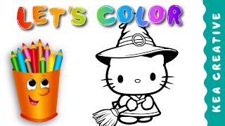 Color with me ( KEA CREATIVE )π Hello Kitty Halloween! Coloring pages for kids. Enjoy!