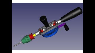 FREECAD #46 - FURADEIRA MANUAL -  HAND DRILL MACHINE