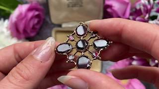 Georgian Gold Foiled Garnet Cross Pendant (8.78ct) #5715