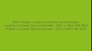 BSNL Customer Care Number