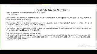 Niven number| harshad number in java