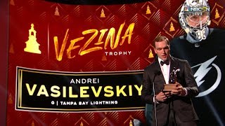 Andrei Vasilevskiy claims Vezina Trophy at NHL Awards