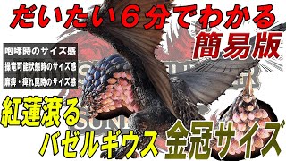 簡易版【最大金冠】紅蓮滾るバゼルギウス【最小金冠】 サイズ目安 モンスターハンターライズ 金冠集め