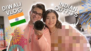 My ASIAN girlfriend trying Indian Outfit |DIWALI Vlog|