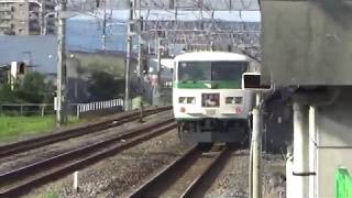 [JR東日本/JR East Japan] 東海道本線　小田原駅6番線_東京寄り　3036M列車　特急踊り子16号(東京行)　185系0番台ストライプ C3編成　出発