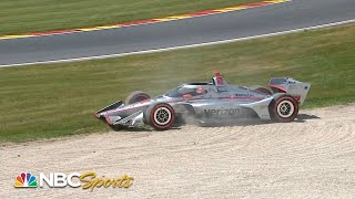 Will Power spins through grass during IndyCar Grand Prix at Road America Race 2 | Motorsports on NBC