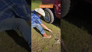 How Dodge guys fix a flat on their truck!!!