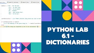 Python Lesson 6.1: Lab - Dictionary