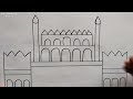 लाल किला का चित्र बनाना सीखें how to draw red fort easy step by step republic day drawing easy