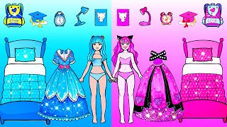 Paper Dolls Dress Up - Blue And Pink New Room Handmade Papercraft - Woa Doll Channel