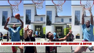 LeBron James PLAYING 1 ON 1 AGAINST HIS SONS BRONNY & BRYCE (FULL VIDEO)