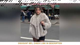 2024 Winter New Fashion Gradient Fluffy Fur Coat Women High Street Luxury Big Fur Collar Faux Fox Fu