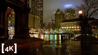 Boston in 3D Audio - Walking in Rain 4K