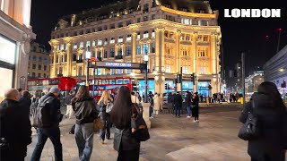 CENTRAL LONDON NIGHT WALK 24 JAN 2025 | OXFORD STREET, REGENT STREET NIGHT WALK [4K]