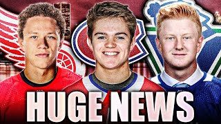 HABS, RED WINGS, CANUCKS PROSPECTS NEWS (Cole Caufield, Lucas Raymond, Jack Rathbone) NHL Rumours