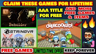 OVERCOOKED , STRINOVA , BEHOLDER & MORE | CLAIM THESE GAMES FREE FOR LIFETIME |GAMING NEWS|@RDCOYT​