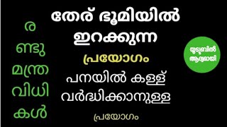 തേര് ആകാശത്തു നിന്നും ഇറക്കാൻ / പനയിൽ കള്ള് വർദ്ധിക്കാൻ രണ്ട് മന്ത്രവിധികൾ.