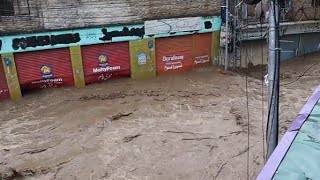 Flood devastation in Swat Valley in Makaan bagh Chowk Mingora